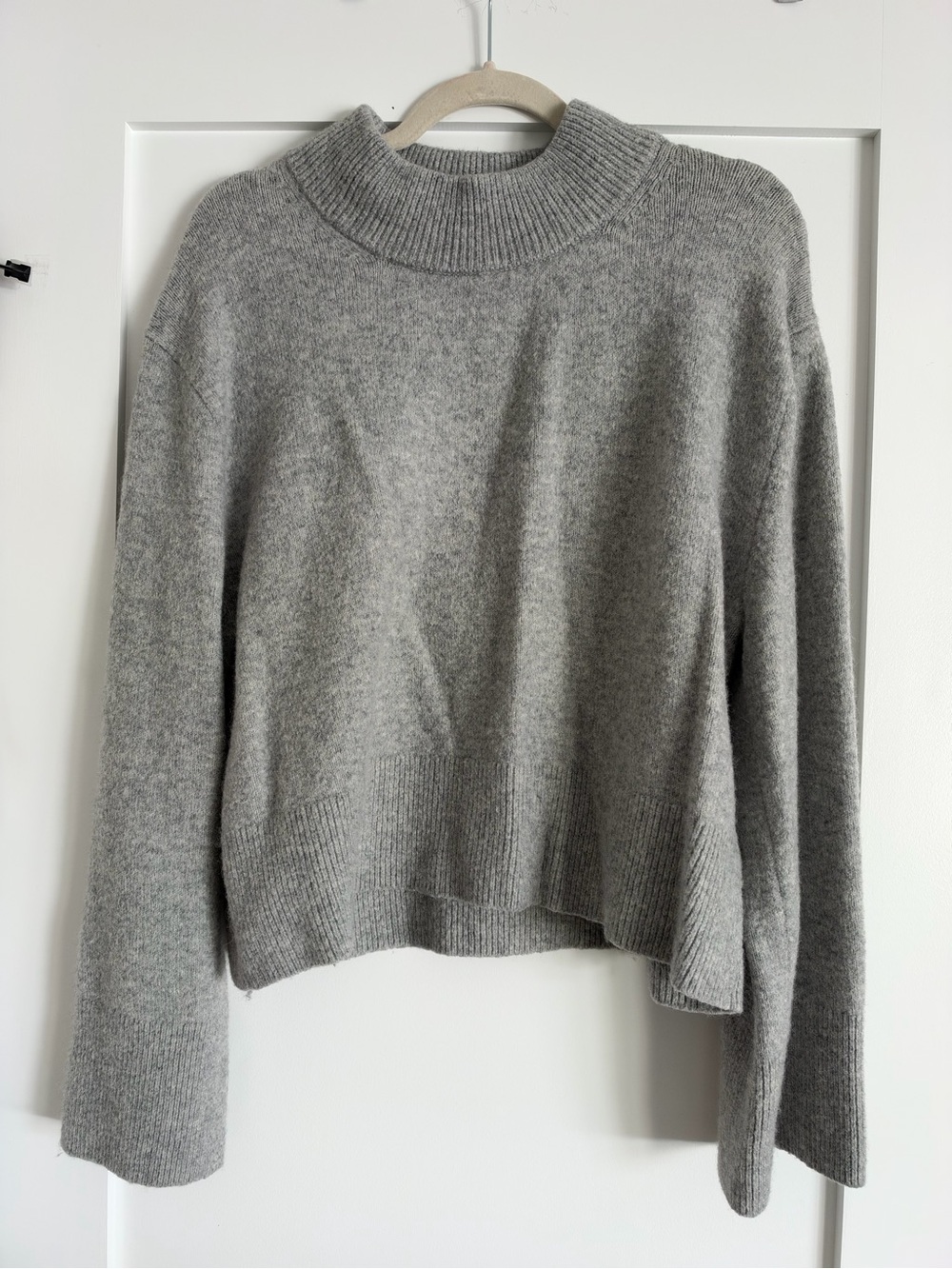J. Crew Gray Cashmere-Blend Mock Neck Sweater